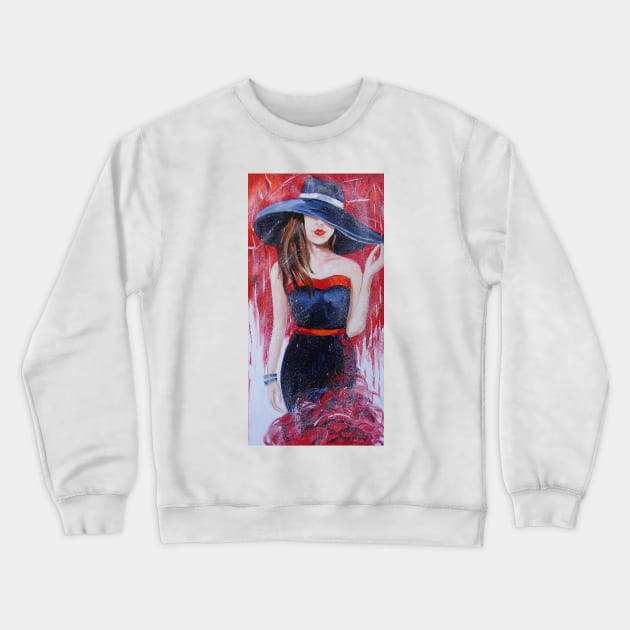 Girl in hat Crewneck Sweatshirt by OLHADARCHUKART